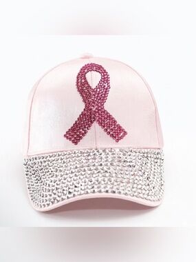 BREAST CANCER AWARENESS pink ribbon Rhinestone hat